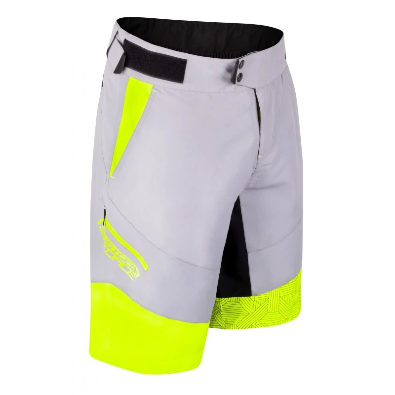 1. Pantaloni scurti Force Storm pana la talie cu bazon, gri fluo XXL XXL, Gri/Galben fluo