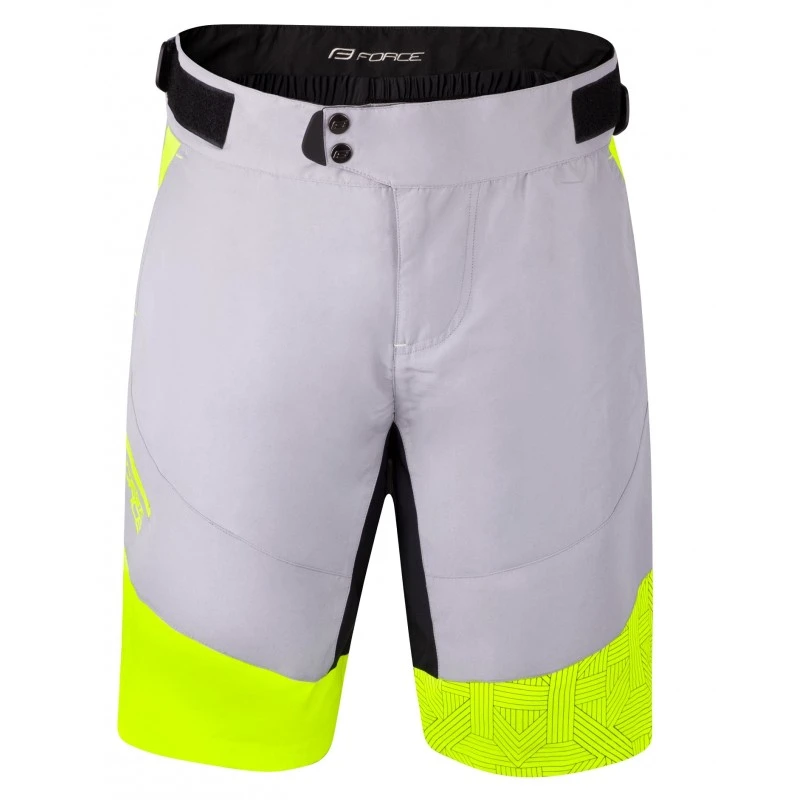 2. Pantaloni scurti Force Storm pana la talie cu bazon, gri fluo XXL XXL, Gri/Galben fluo
