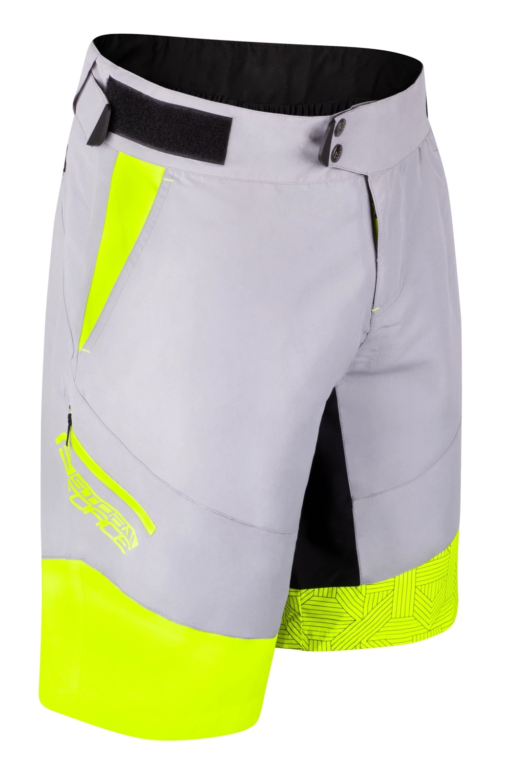 3. Pantaloni scurti Force Storm pana la talie cu bazon, gri fluo S S, Gri/Galben fluo