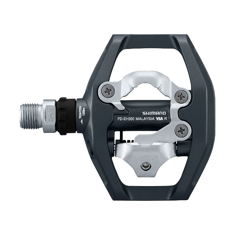 4. Pedale automate platforma Shimano PD-EH500, SPD, placute SM-SH56, fara catadioptru, Gri