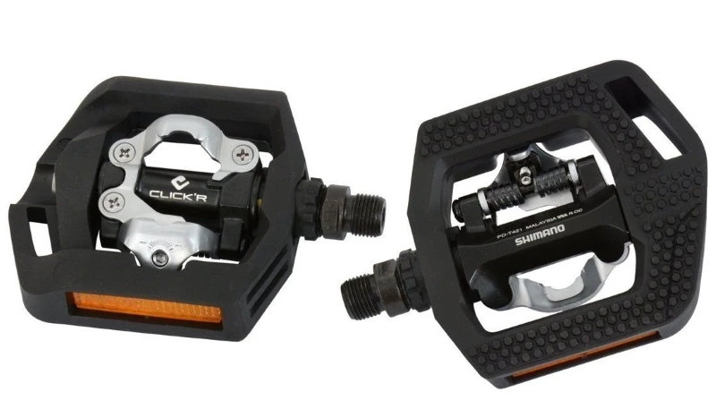5. Pedale automate platforma Shimano Deore XT PD-T8000, SPD, placute SM- Shimano PD-T421, CLICK R, placute SM-SH56, cu catadioptru, Negru