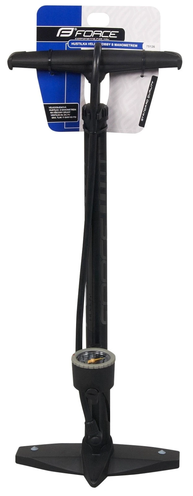 3. Pompa podea cu manometru Force Easy Hobby 11 Bar, plastic negru