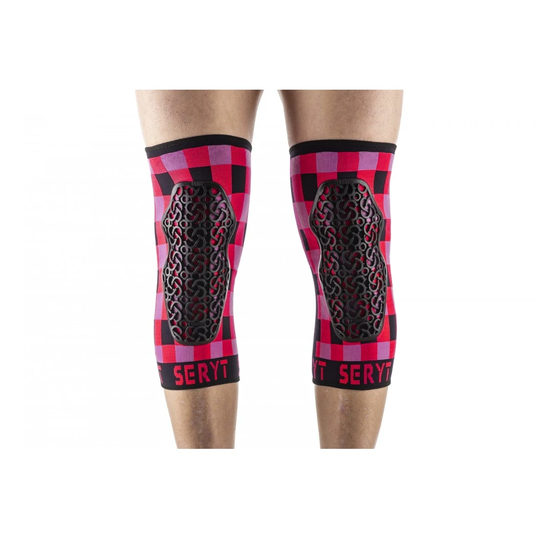 Protectii genunchi Seryt Checker Pink S S, Negru/Rosu/Roz - 112007