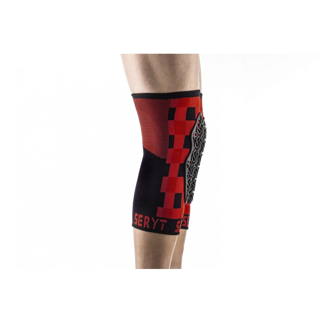 4. Protectii genunchi Seryt Checker Red M M, Negru/Rosu