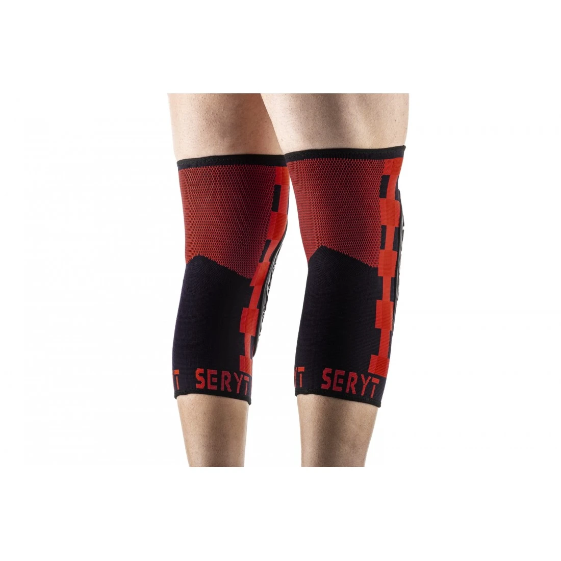 5. Protectii genunchi Seryt Checker Red M M, Negru/Rosu