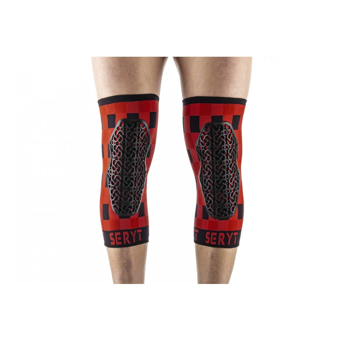 Protectii genunchi Seryt Checker Red S S, Negru/Rosu - 112004