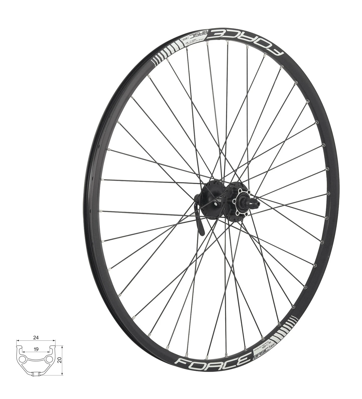 1. Roata fata 27.5 Force Basic Disc 584x19 neagra