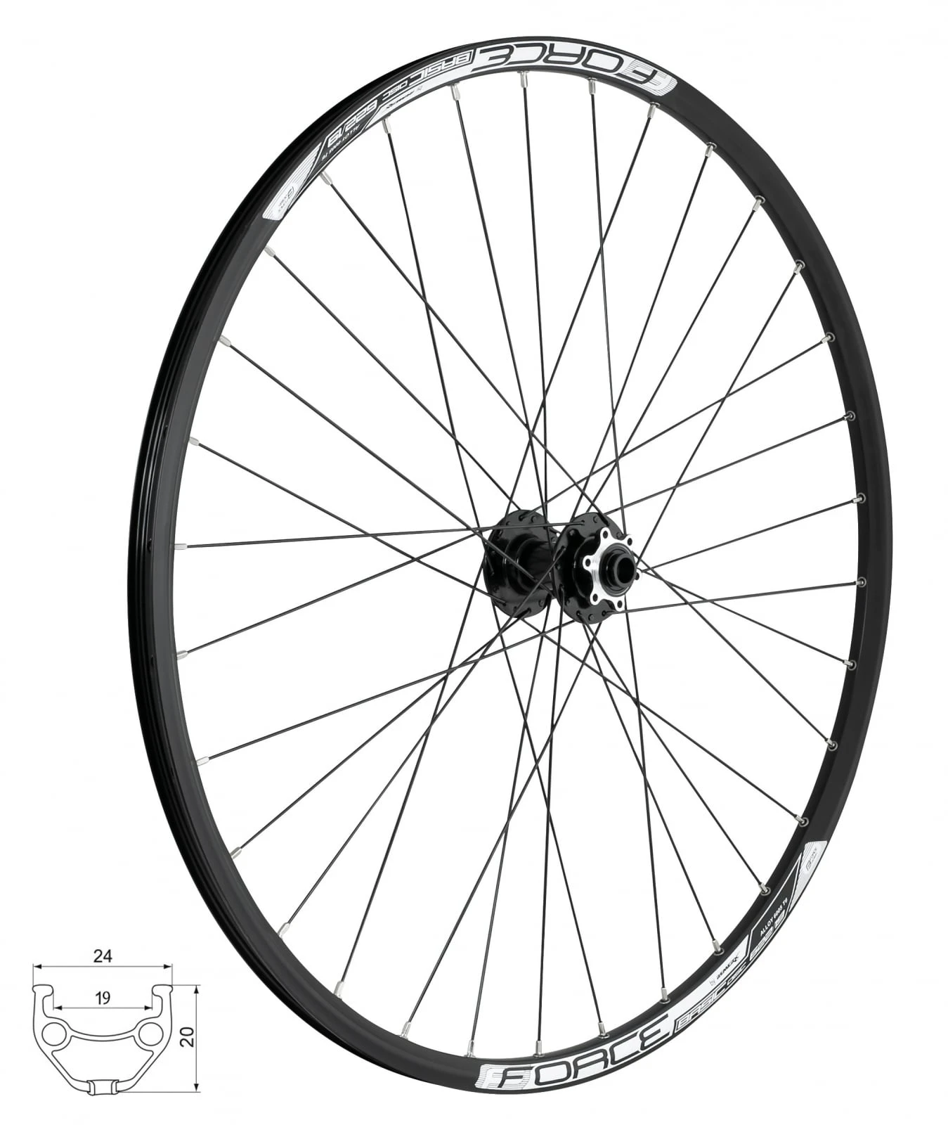 1. Roata fata 28 29 Force Basic Disc 622x19 6 suruburi ax 15 mm