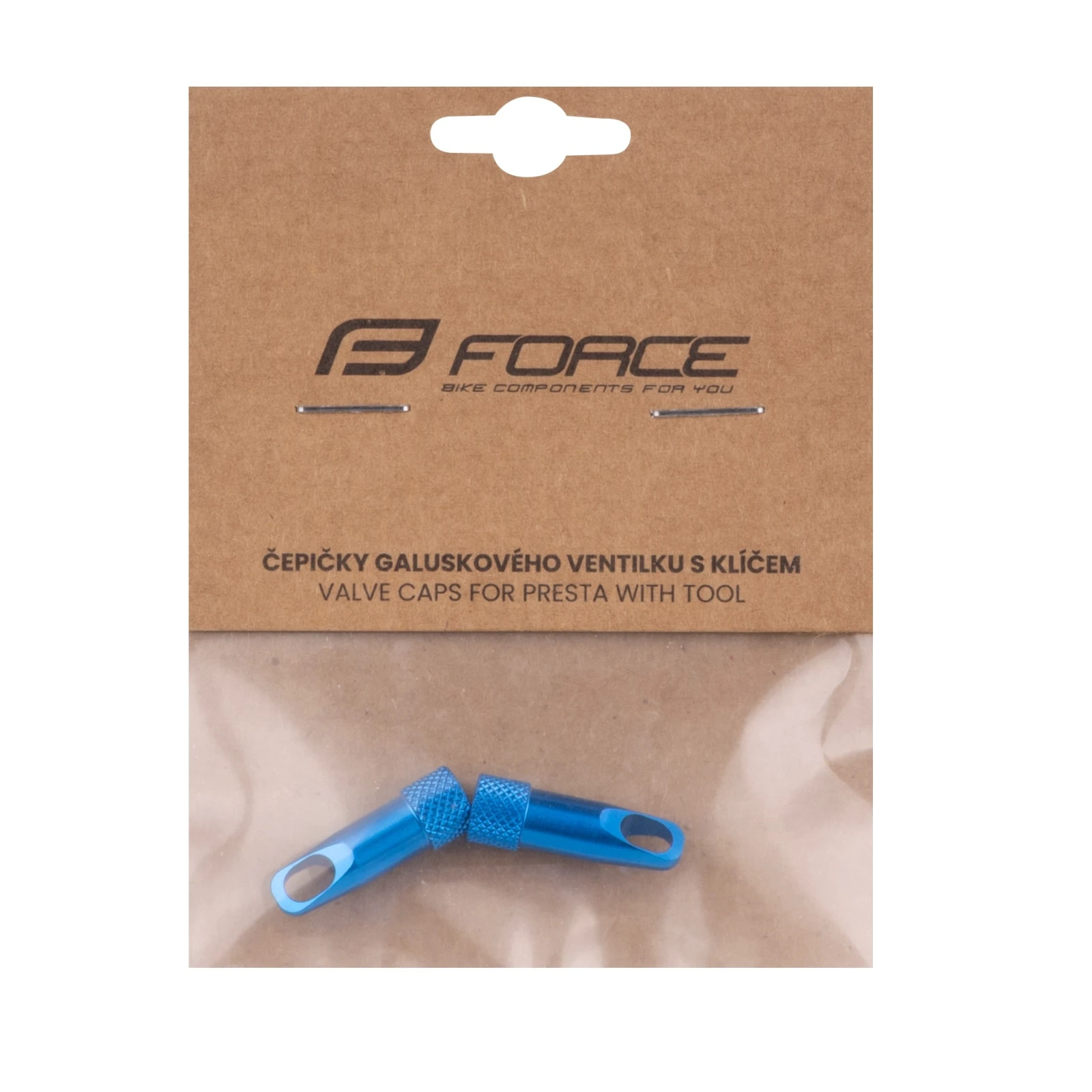 2. Set capacele ventil Presta cu cheita Force Aluminiu, albastru Albastru