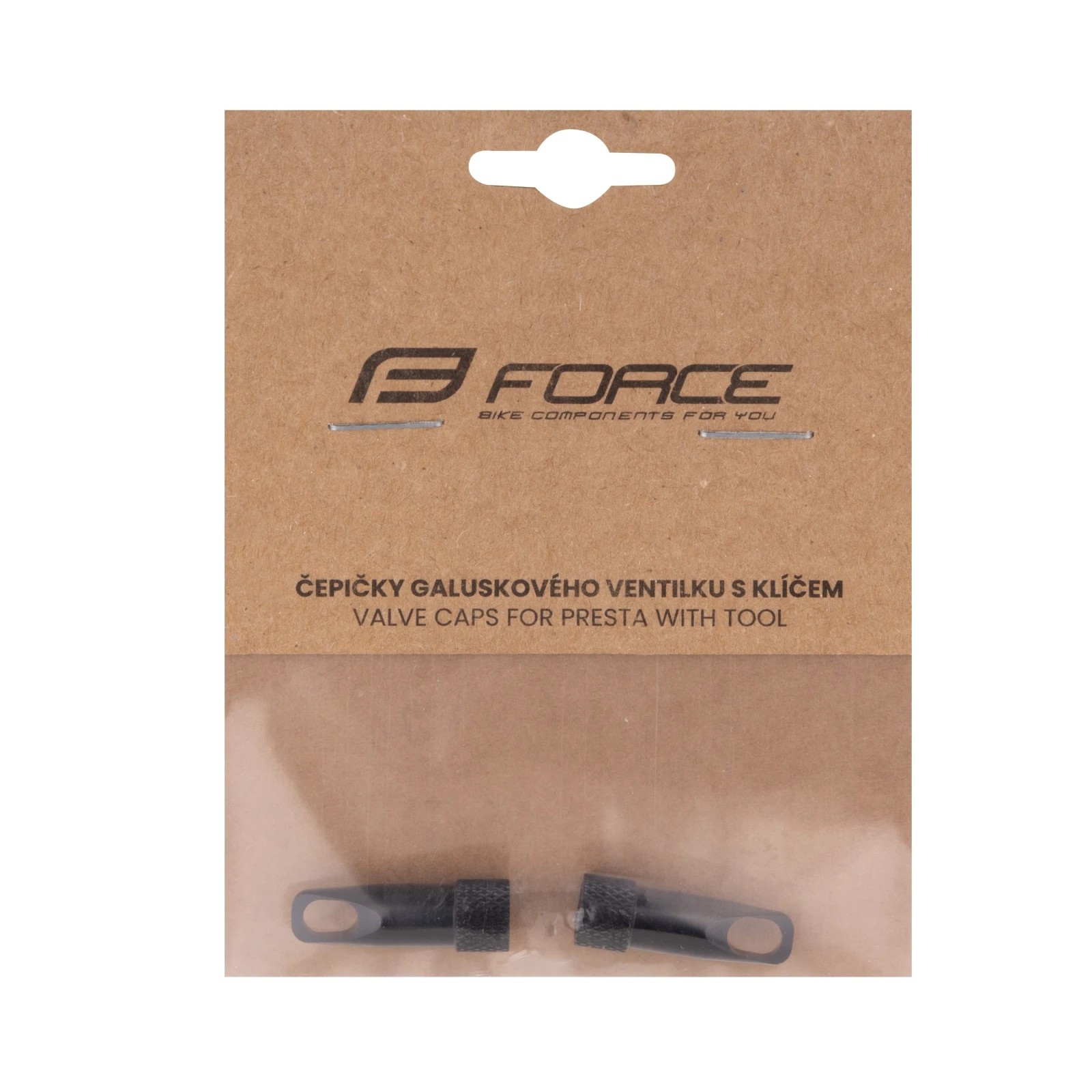 2. Set capacele ventil Presta cu cheita Force Aluminiu, negru Negru