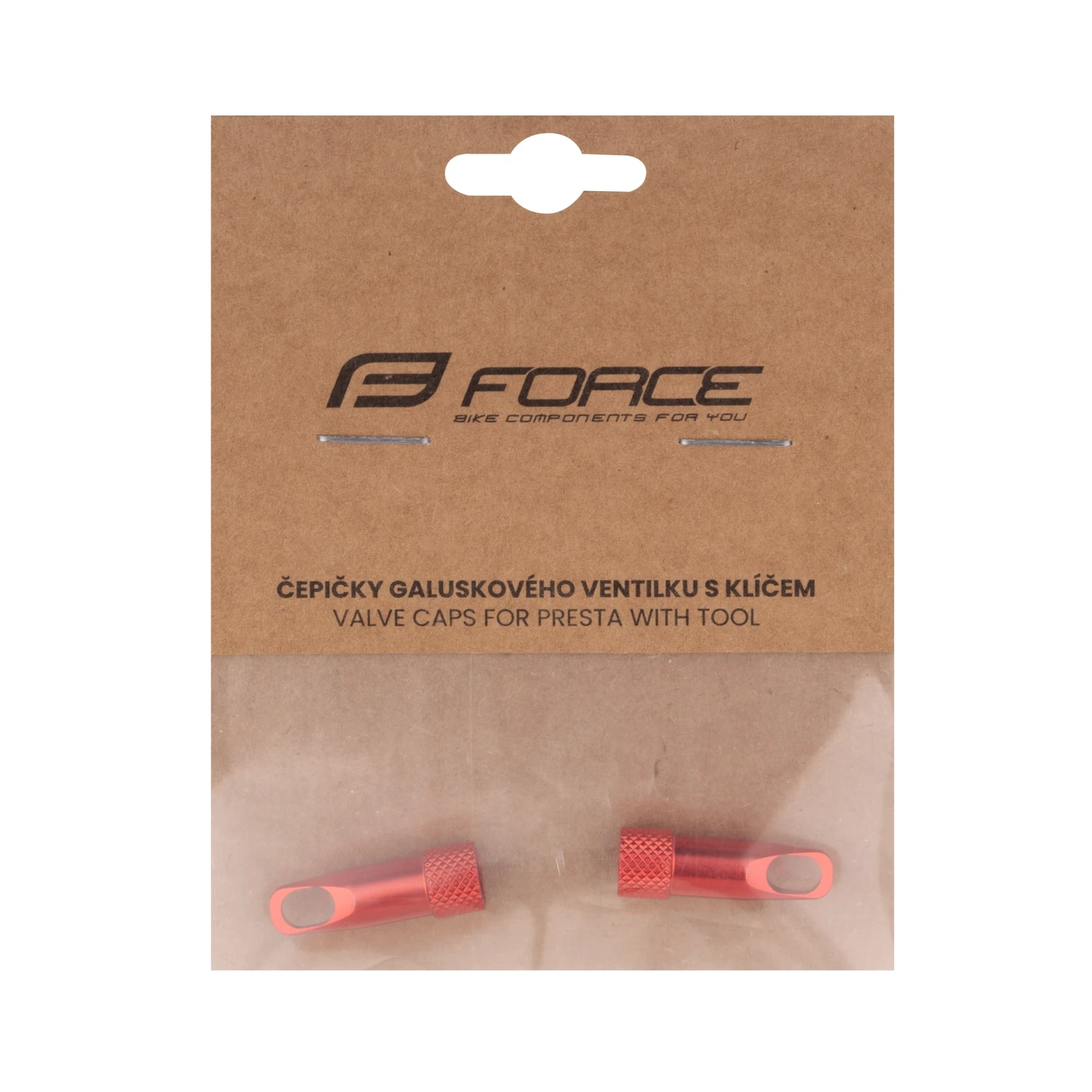 2. Set capacele ventil Presta cu cheita Force Aluminiu, rosu Rosu