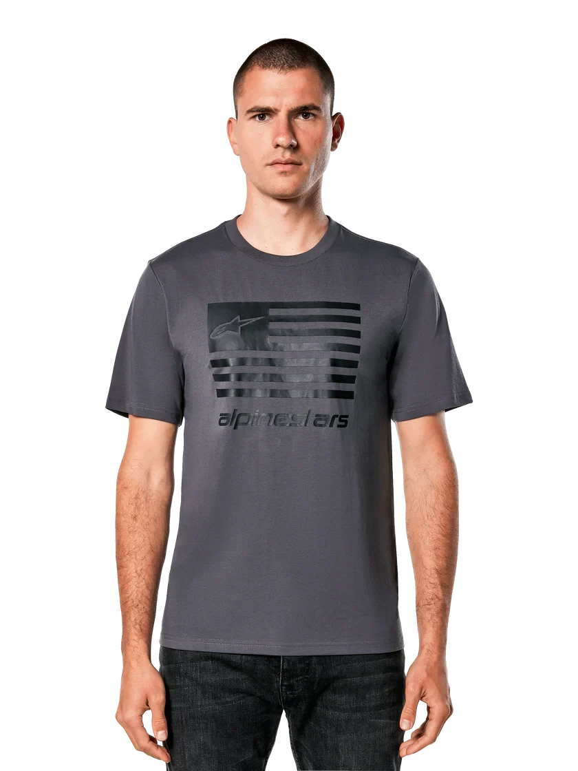 1. Tricou Alpinestars Flag CSF Tee Charcoal Black S S, Antracit/Negru