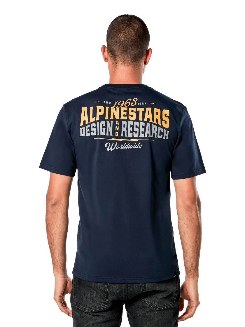 2. Tricou Alpinestars Stax CSF Tee Navy M M, Bleumarin/Portocaliu/Gri