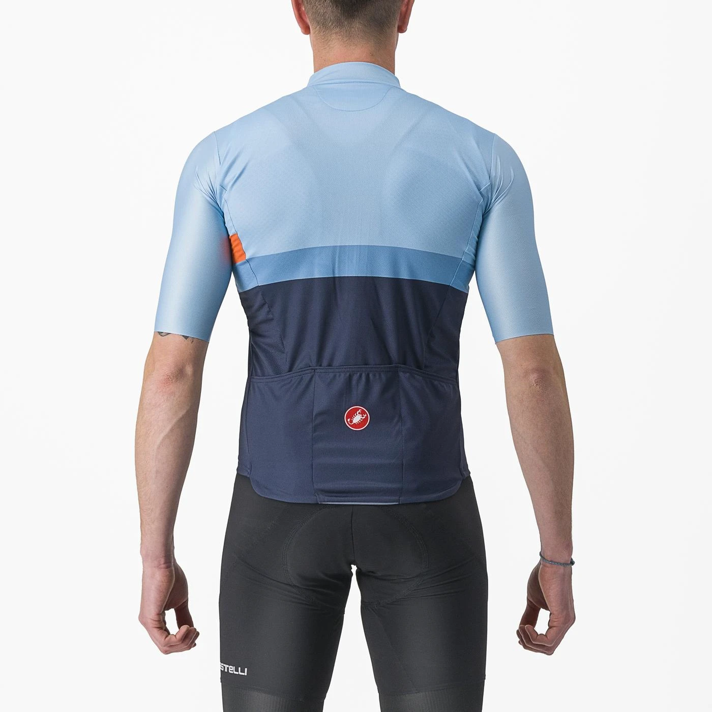 2. Tricou cu maneca scurta Castelli A Blocco, Bleu Bleumarin Portocaliu, XL XL, Bleu/Bleumarin/Portocaliu