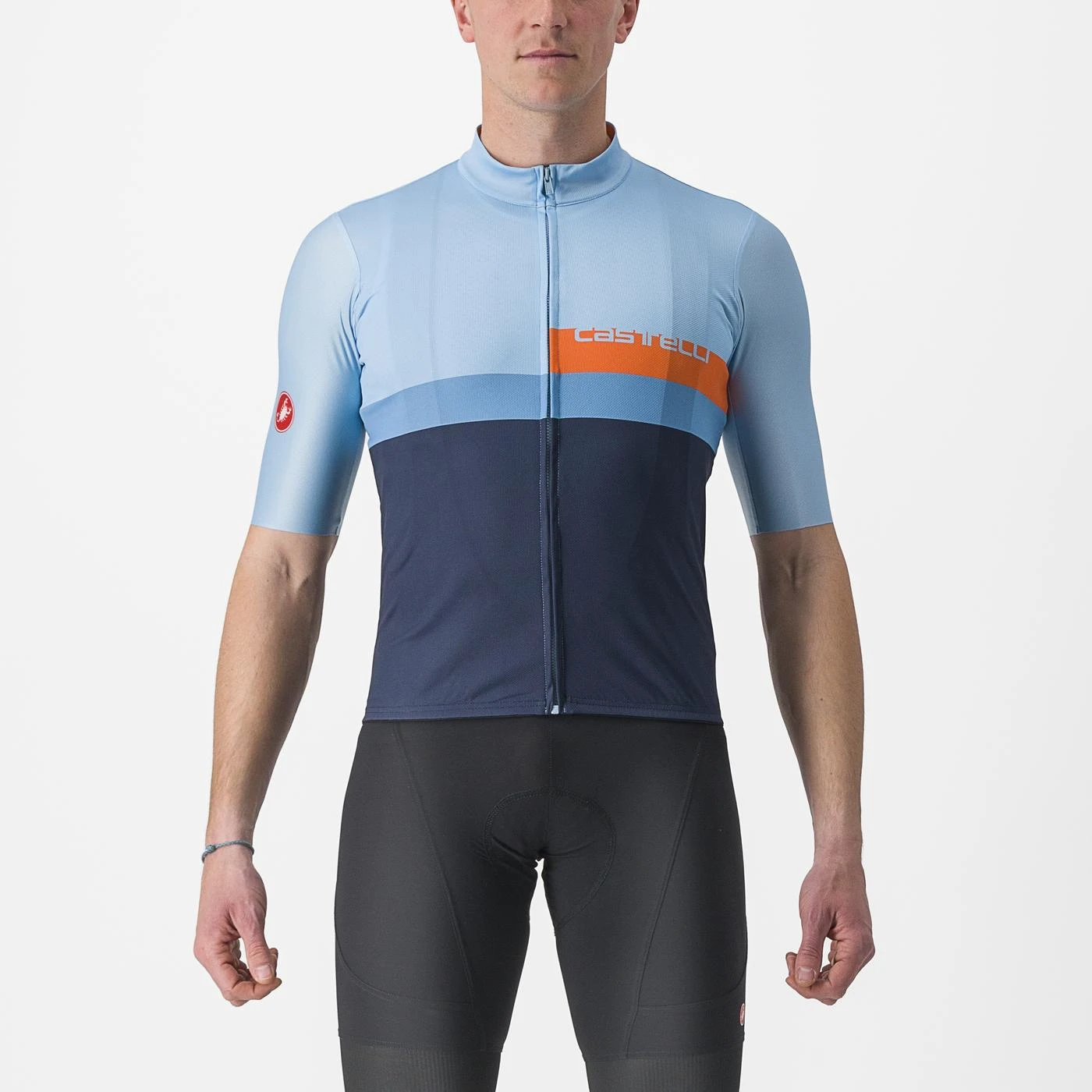 Tricou cu maneca scurta Castelli A Blocco, Bleu Bleumarin Portocaliu, L L, Bleu/Bleumarin/Portocaliu - 107389