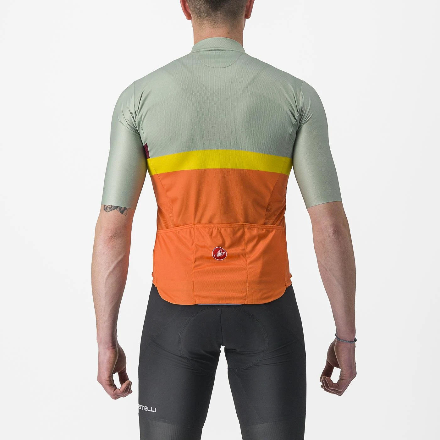 2. Tricou cu maneca scurta Castelli A Blocco, Vernil Portocaliu Galben Visiniu, L L, Vernil/Portocaliu/Galben