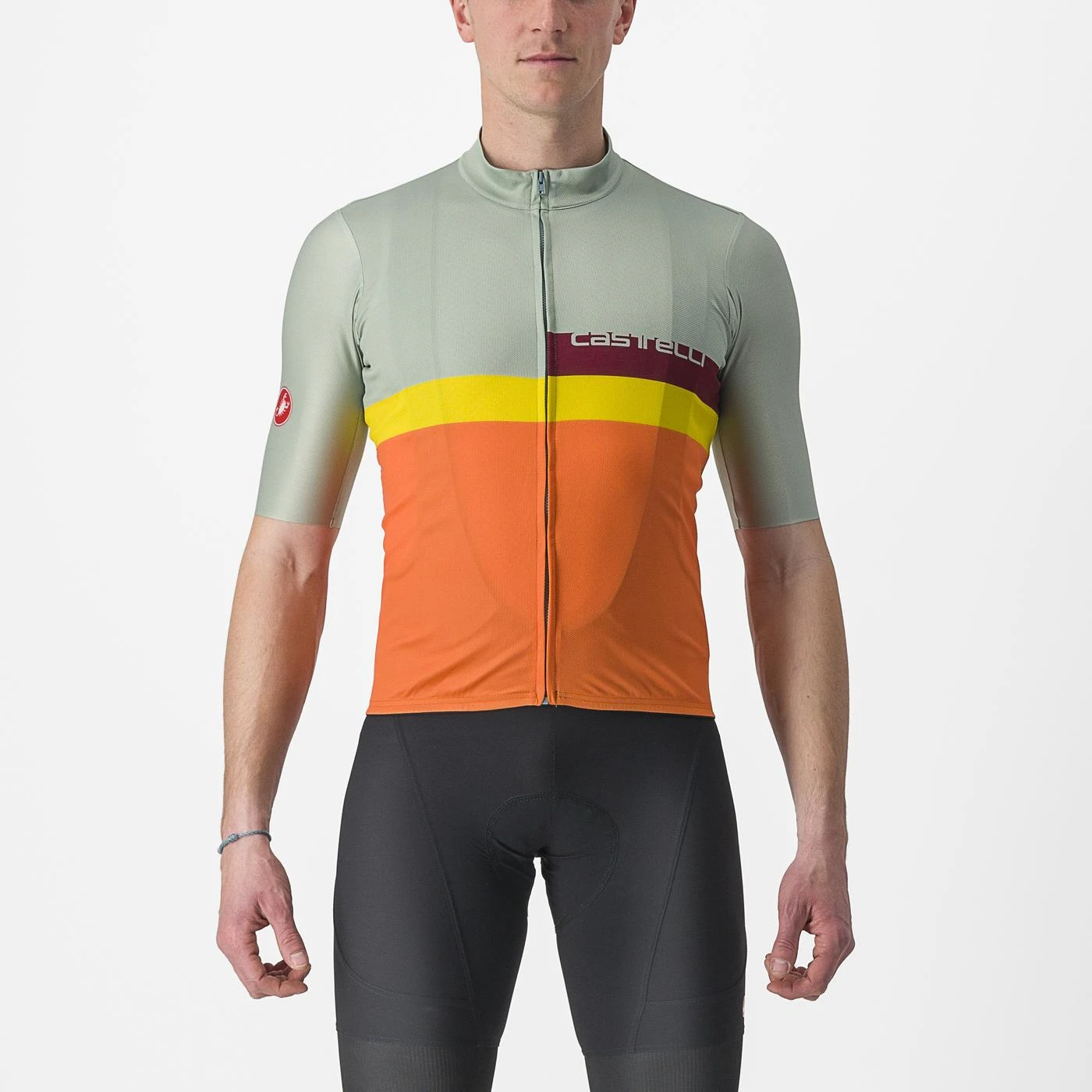 Tricou cu maneca scurta Castelli A Blocco, Vernil Portocaliu Galben Visiniu, L L, Vernil/Portocaliu/Galben - 107393