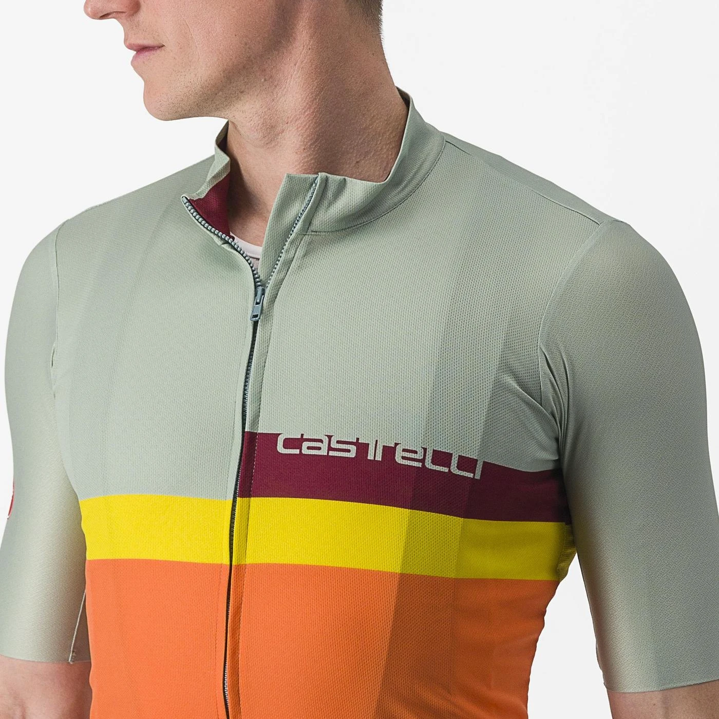 5. Tricou cu maneca scurta Castelli A Blocco, Vernil Portocaliu Galben Visiniu, L L, Vernil/Portocaliu/Galben