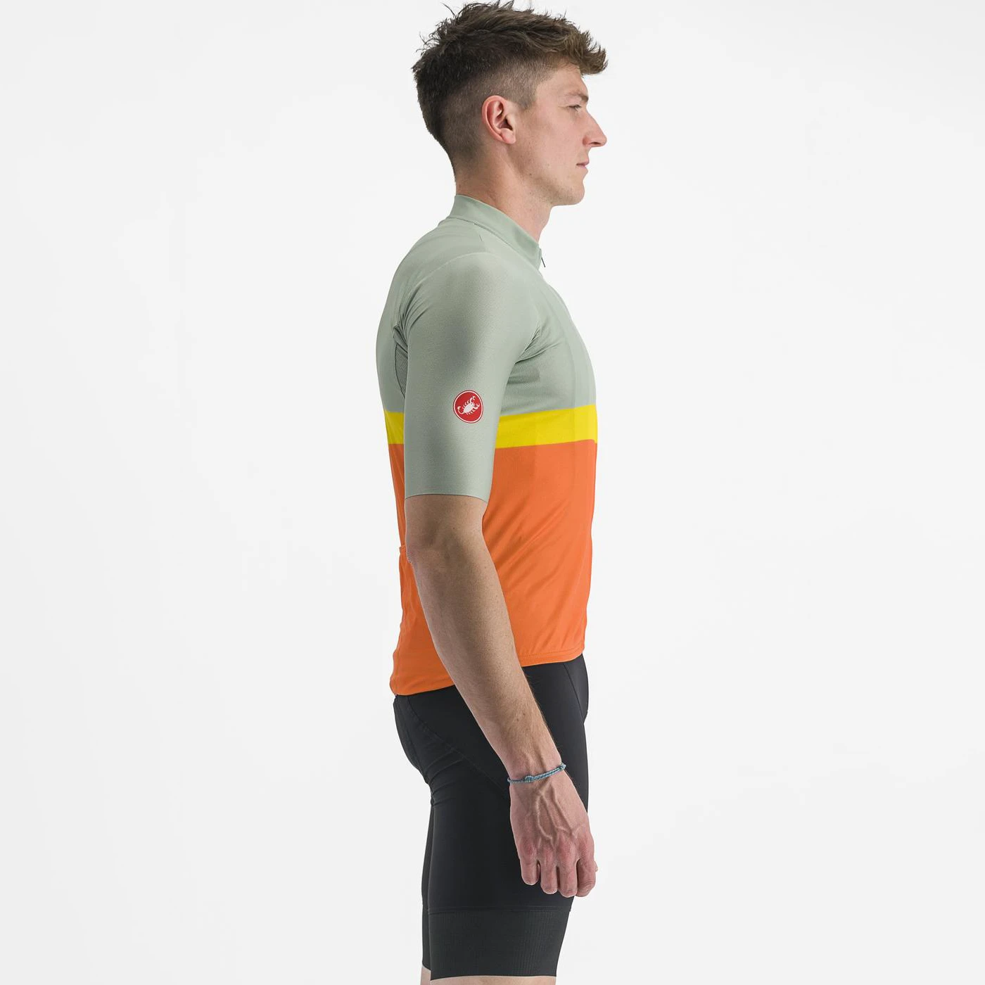 4. Tricou cu maneca scurta Castelli A Blocco, Vernil Portocaliu Galben Visiniu, L L, Vernil/Portocaliu/Galben