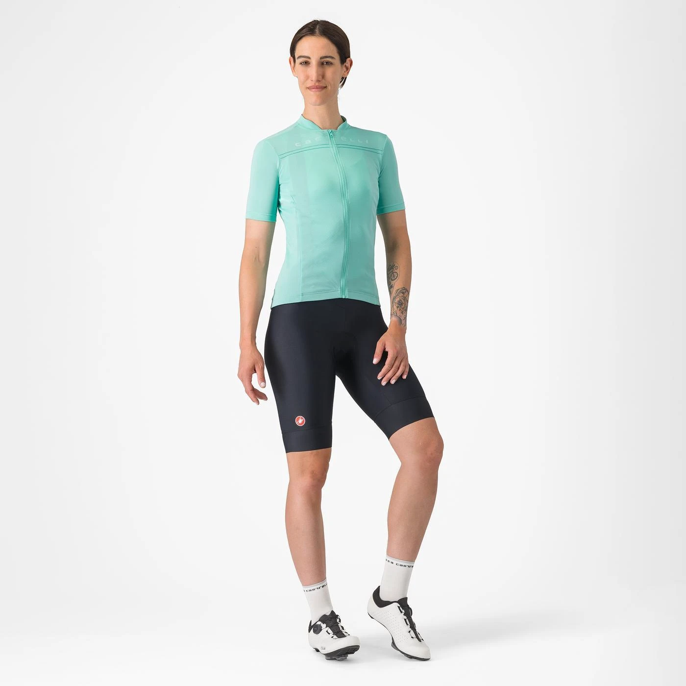 3. Tricou cu maneca scurta Castelli Anima 4, pentru femei, albastru piscina, L Albastru Piscina, L