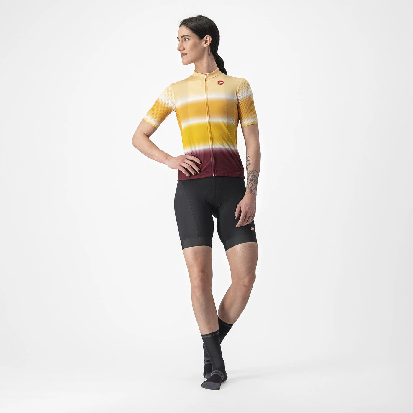 6. Tricou cu maneca scurta Castelli Dolce, de dama, Galben Visiniu, M M, Galben/Visiniu