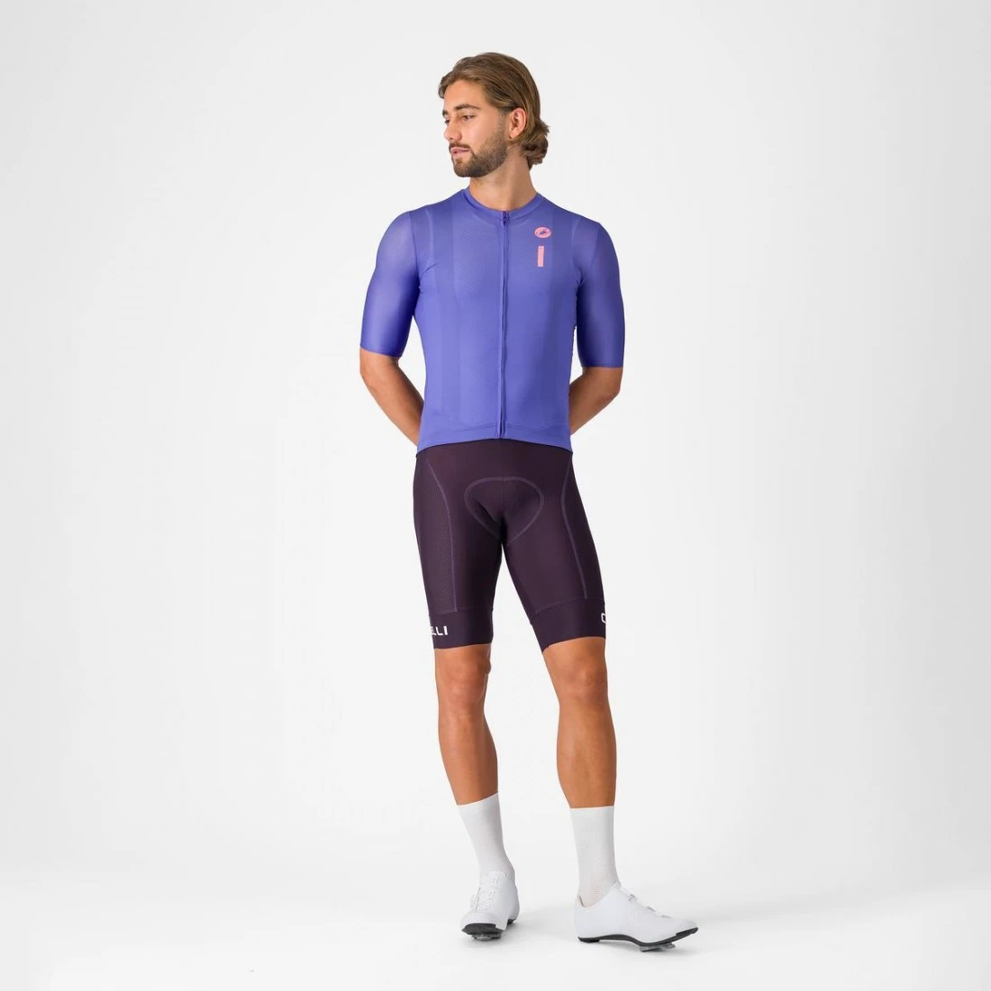 9. Tricou cu maneca scurta Castelli Drittone Logo, pentru barbati, violet roz giro L L, Violet