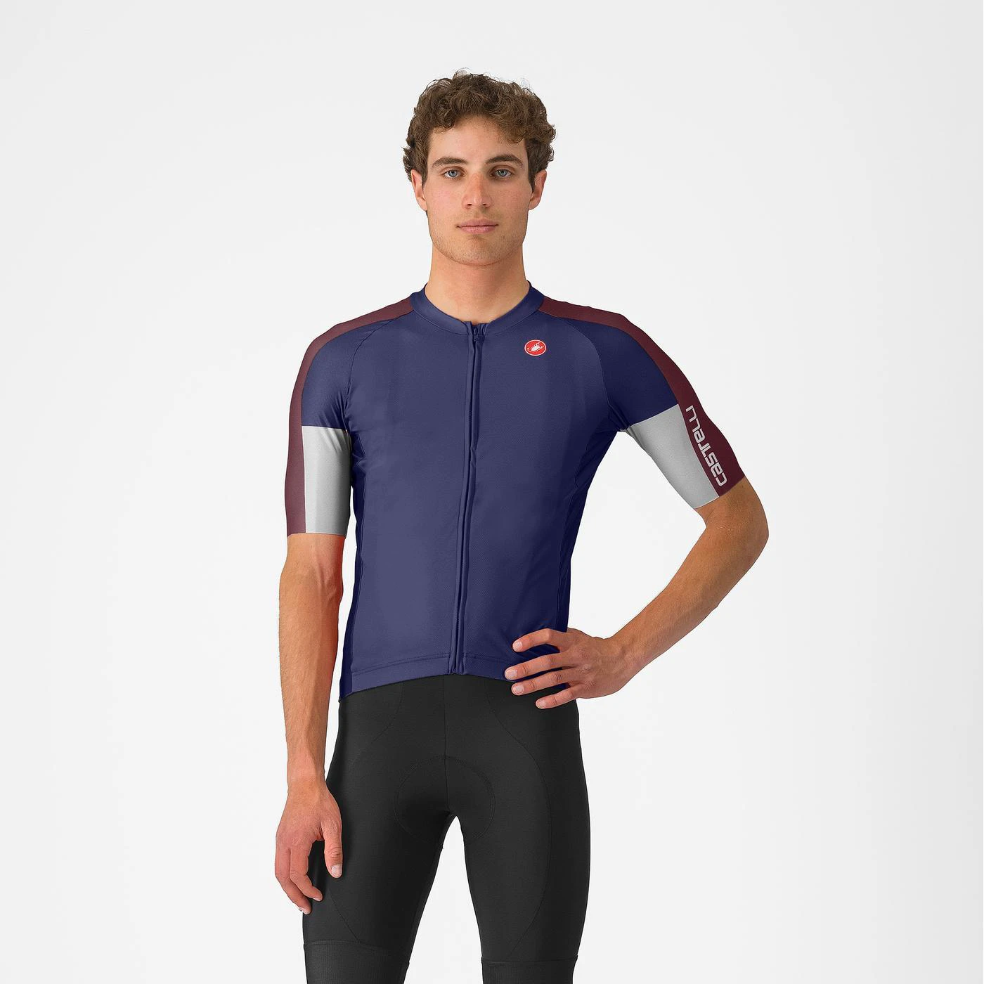Tricou cu maneca scurta Castelli Entrata 6, pentru barbati, albastru belgian visiniu inchis-gri argintiu, XXL Albastru Belgian Visiniu Inchis-Gri - 111522
