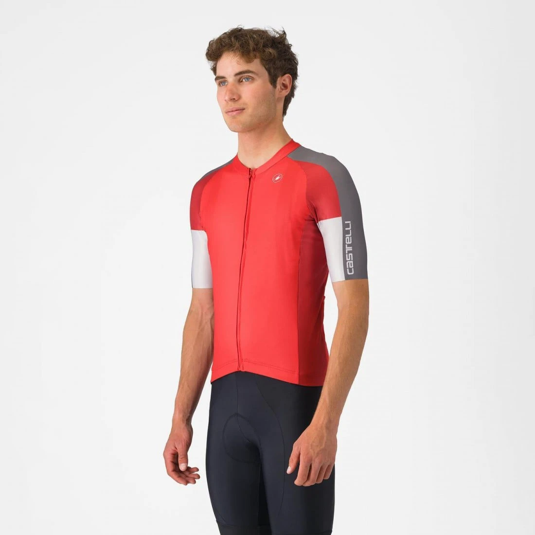 1. Tricou cu maneca scurta Castelli Entrata 6, pentru barbati, rosu gri fumuriu-gri argintiu, S Rosu/Gri Fumuriu-Gri Argintiu, S
