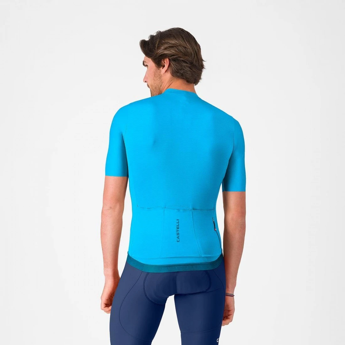 2. Tricou cu maneca scurta Castelli Espresso 2, pentru barbati, albastru neon L L, Albastru Neon