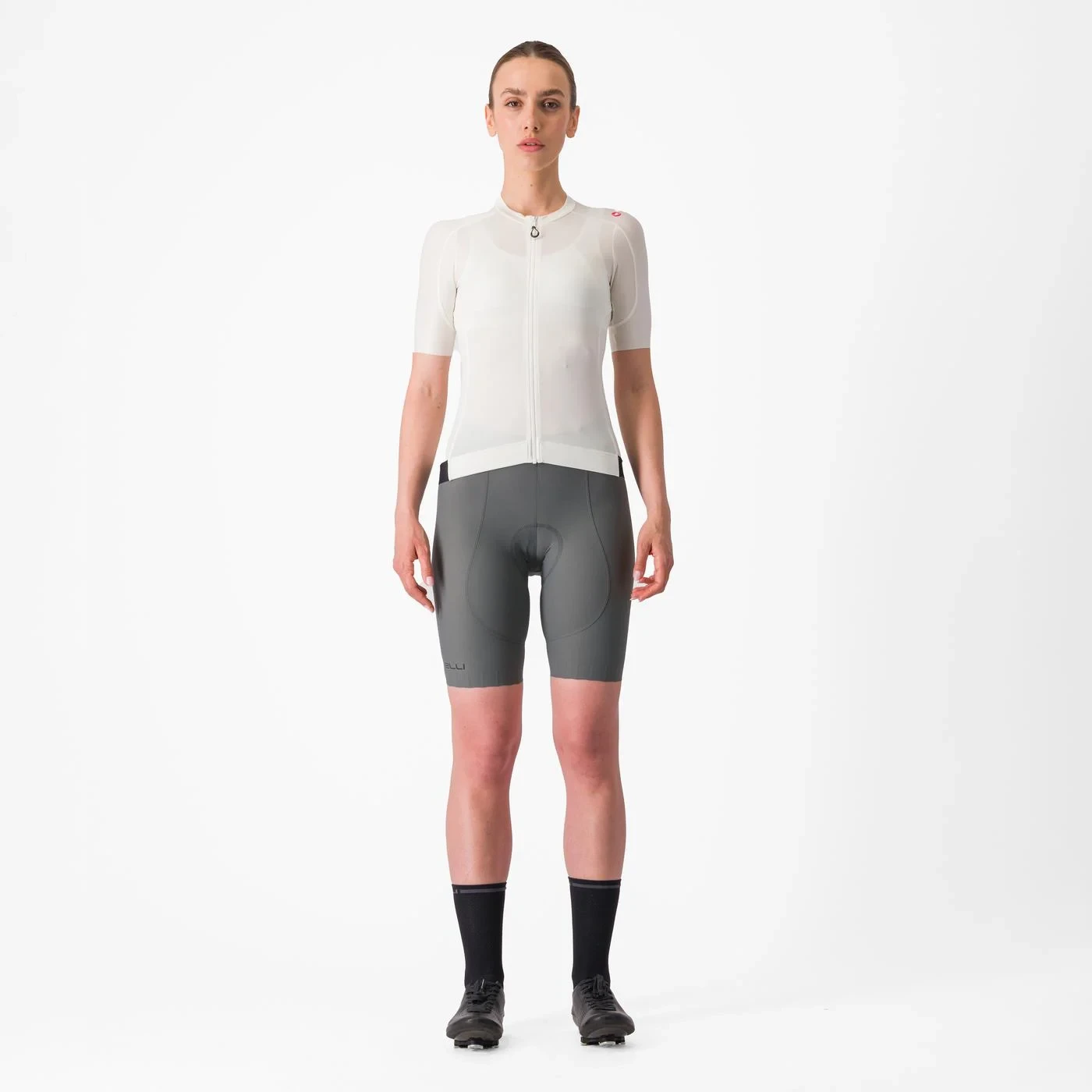 4. Tricou cu maneca scurta Castelli Espresso W, pentru femei, alb fildes gri inchis, L Alb Fildes/Gri Inchis, L