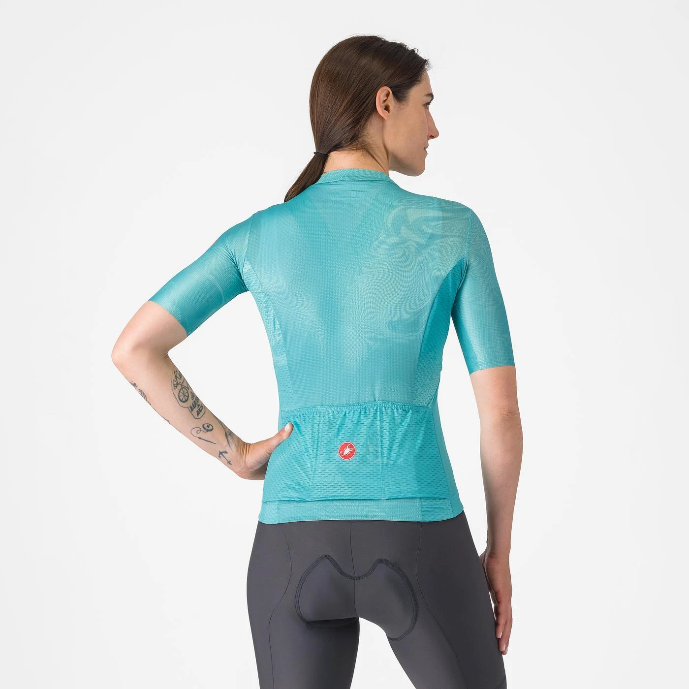 2. Tricou cu maneca scurta Castelli Fantasia, pentru femei, albastru piscina, M Albastru Piscina, M