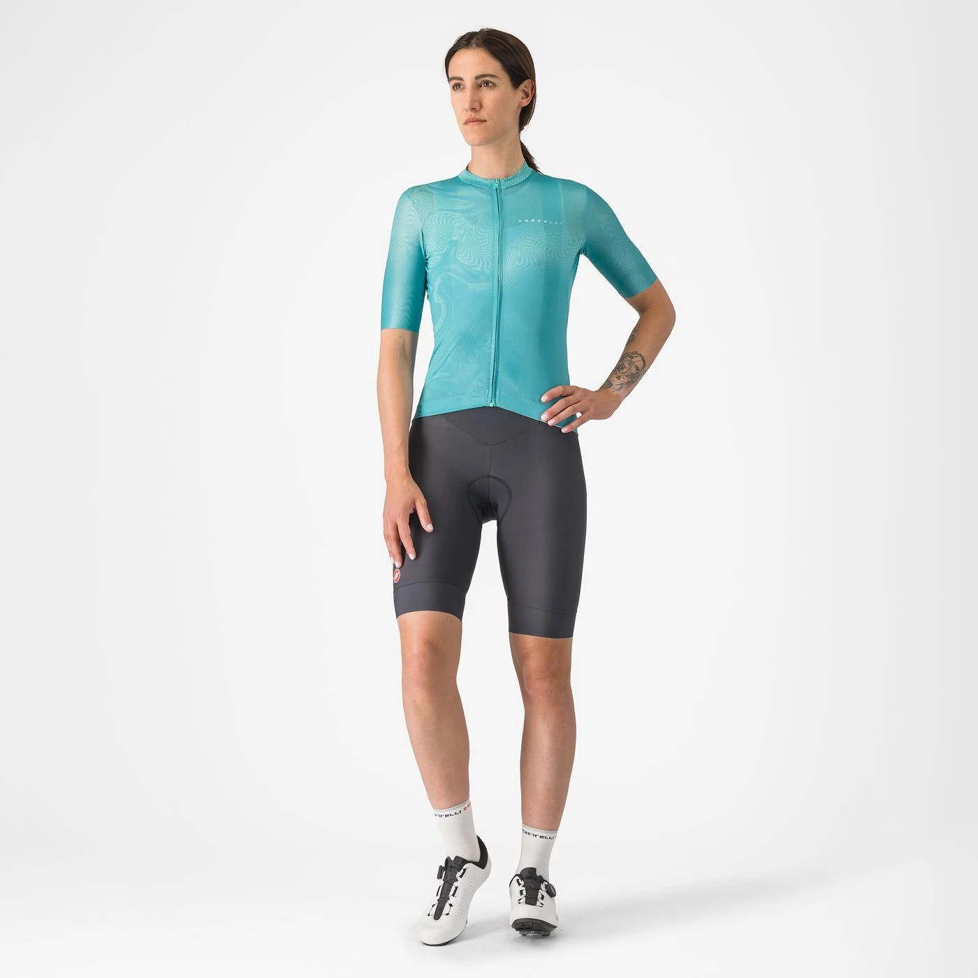 3. Tricou cu maneca scurta Castelli Fantasia, pentru femei, albastru piscina, M Albastru Piscina, M