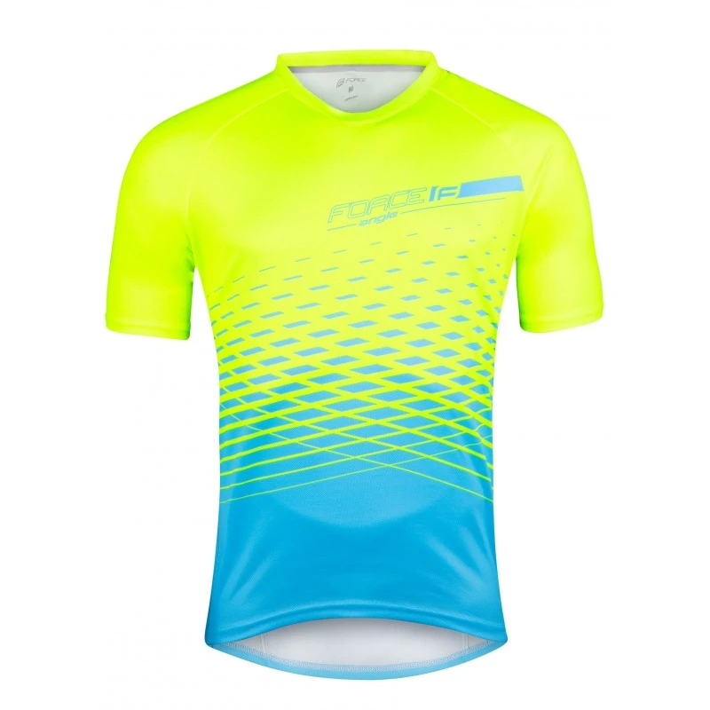 Tricou maneca scurta Force MTB Angle albastru fluo XXXL XXXL, Galben fluo/Bleu - 105450