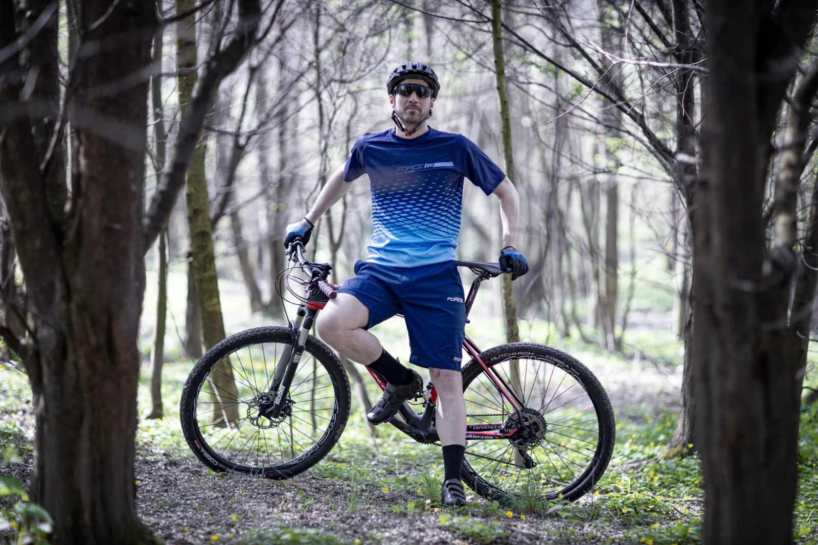 4. Tricou maneca scurta Force MTB Angle albastru XS XS, Bleumarin/Bleu