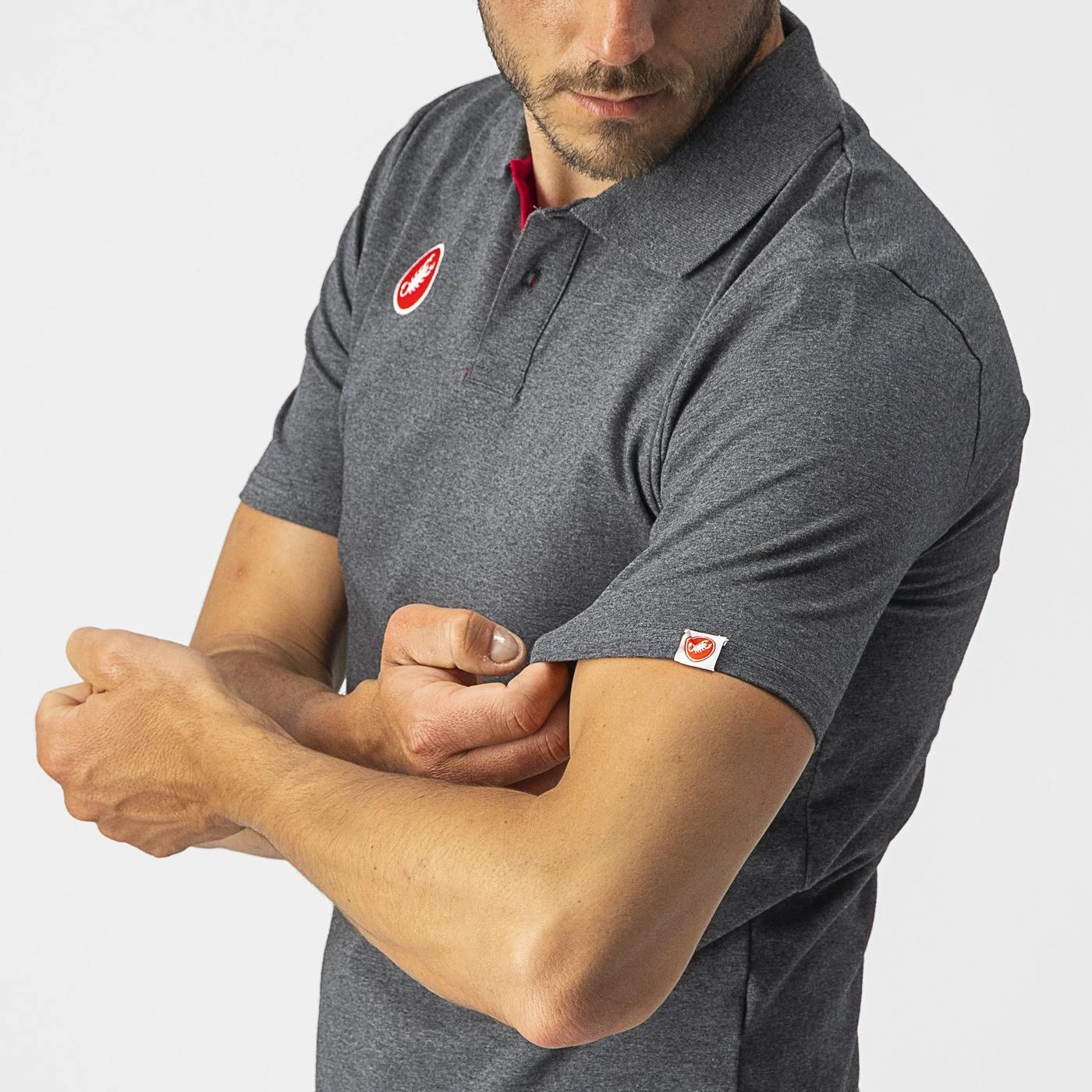 3. Tricou polo Castelli Race Day, pt barbati, gri Melange, M Gri Melange, M