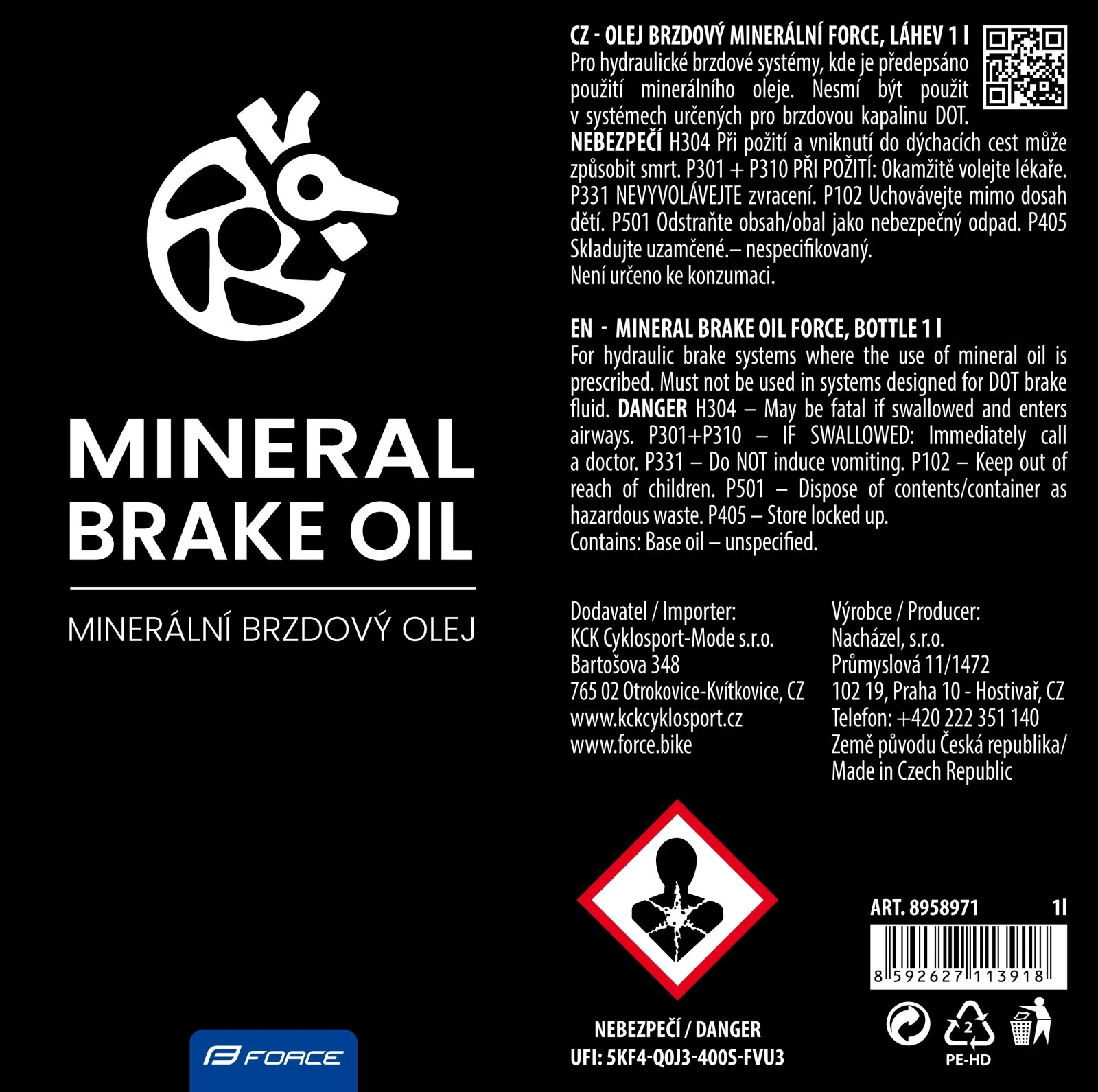 2. Ulei mineral pt frane hidraulice Force Mineral 1 litru