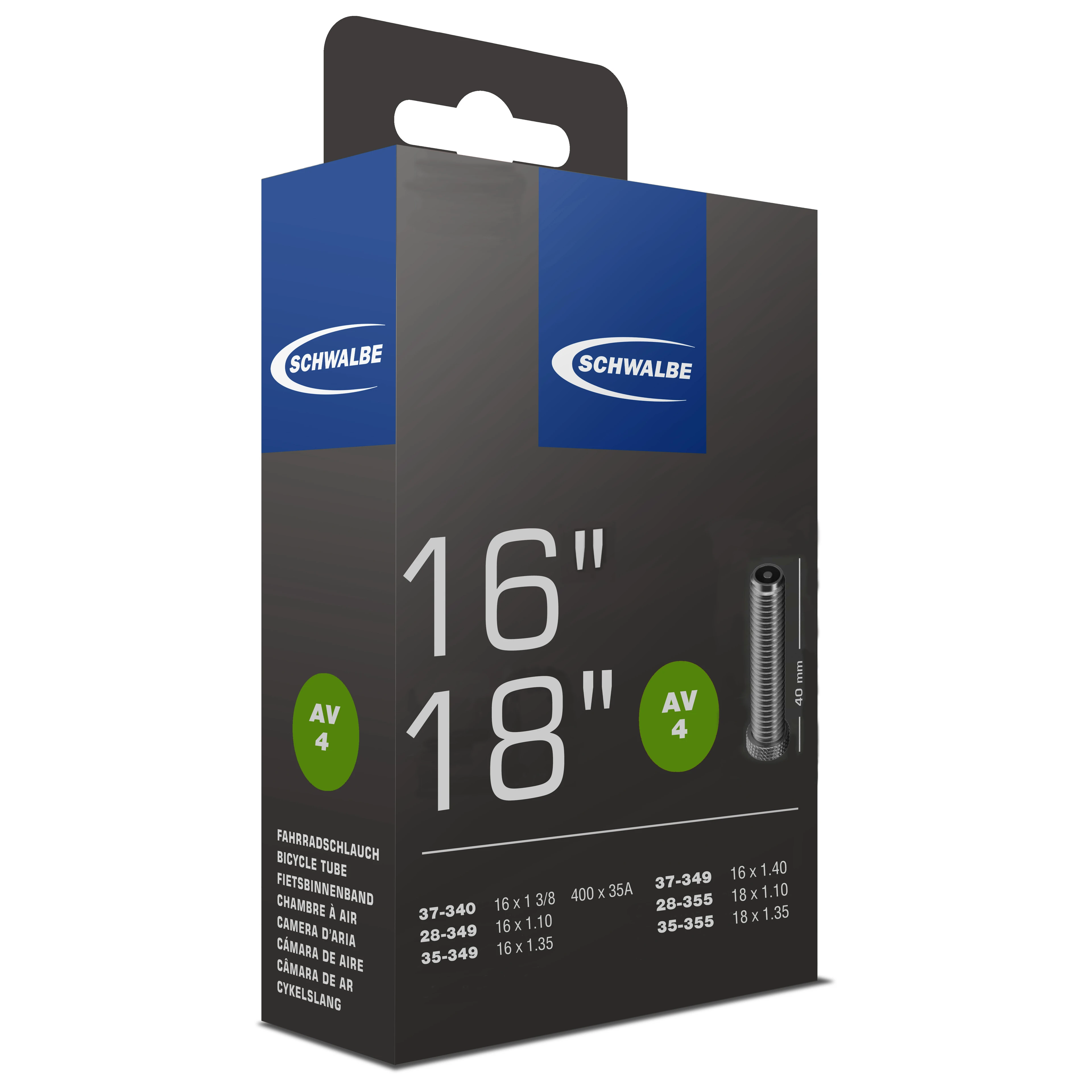 1. Camera SCHWALBE AV4 16/18 (28/37-340/355) IB AGV 40mm