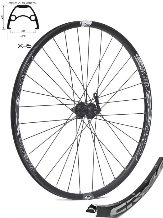 1. Roata Fata CROSSER X6 32H 27.5'' QR - Frana disc (CenterLock) cu Butuc SHIMANO TX505 | capsata