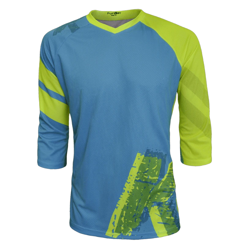 2. Tricou Ciclism FUNKIER Dolomiti Enduro (3/4 Sleeve) - Blue/Yellow S