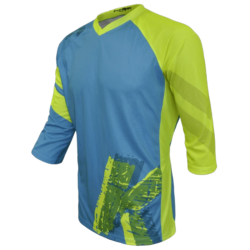 1. Tricou Ciclism FUNKIER Dolomiti Enduro (3/4 Sleeve) - Blue/Yellow S
