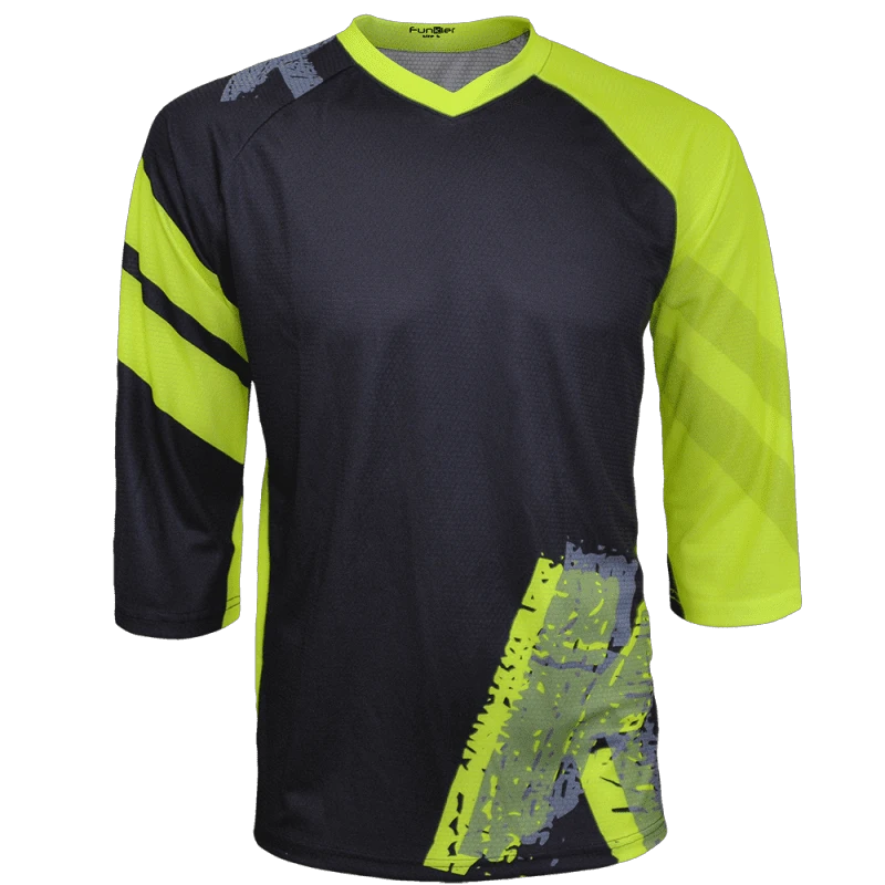 3. Tricou Ciclism FUNKIER Dolomiti Enduro (3/4 Sleeve) - Black/Yellow S