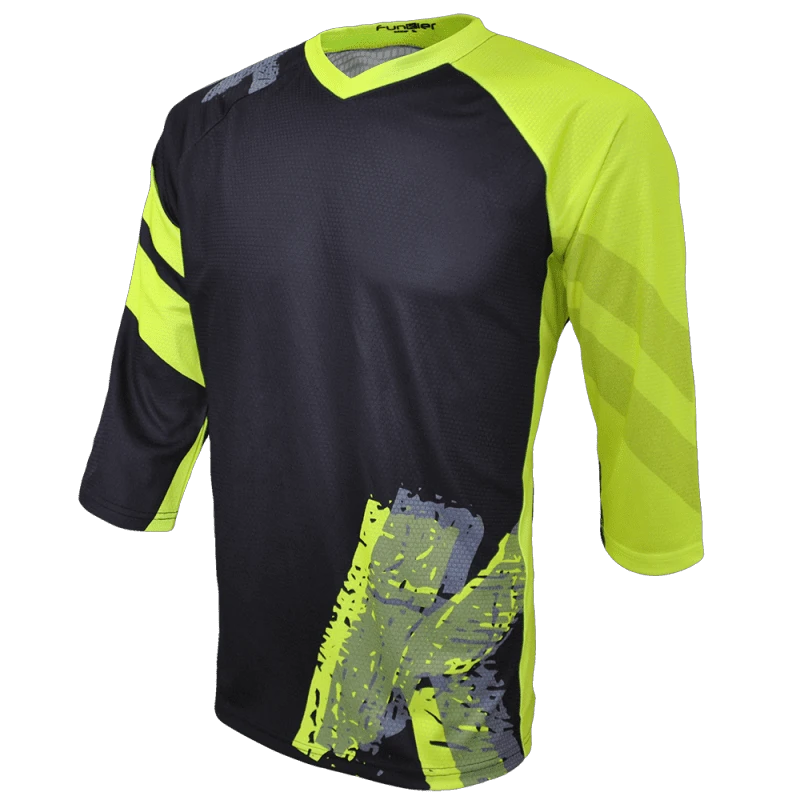 1. Tricou Ciclism FUNKIER Dolomiti Enduro (3/4 Sleeve) - Black/Yellow S