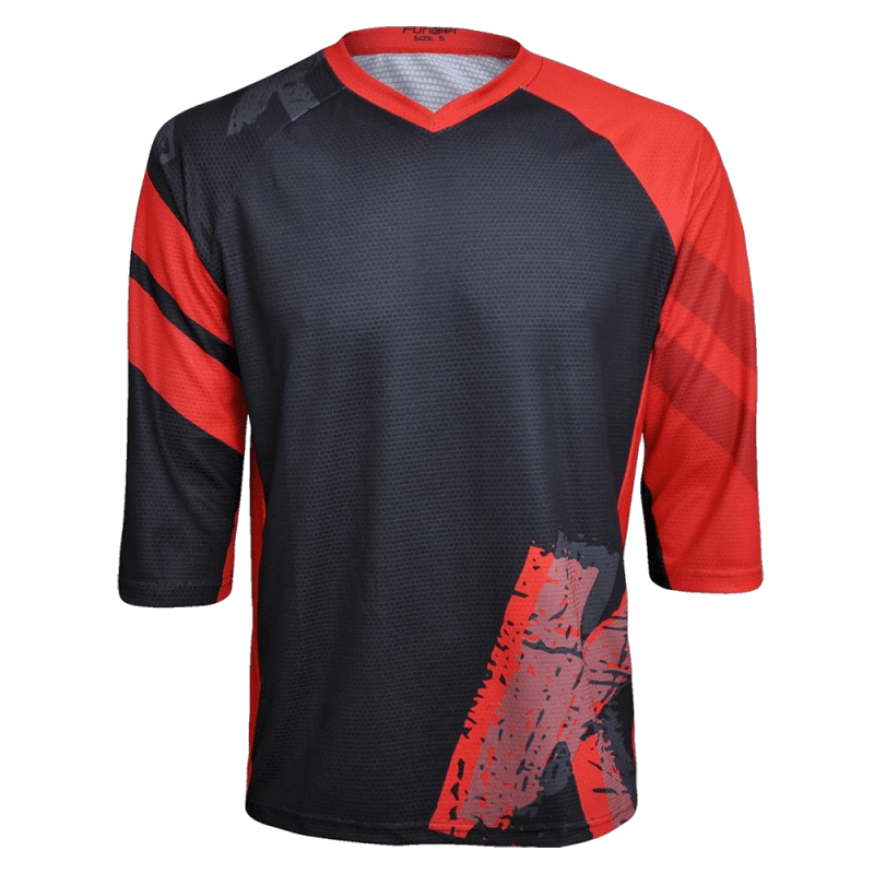 3. Tricou Ciclism FUNKIER Dolomiti Enduro (3/4 Sleeve) - Black/Red S