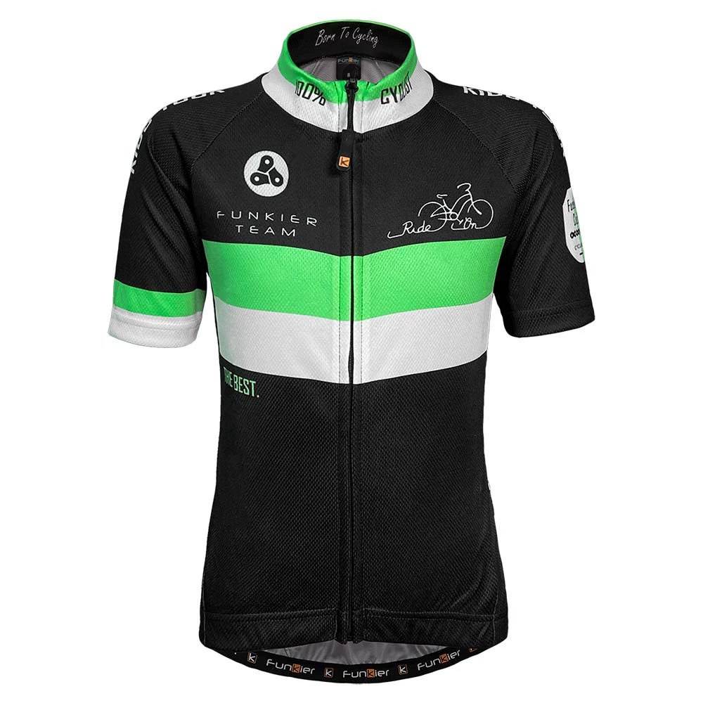 3. Tricou Ciclism Copii FUNKIER Saletti (S/S) - Green/Black 8 ani