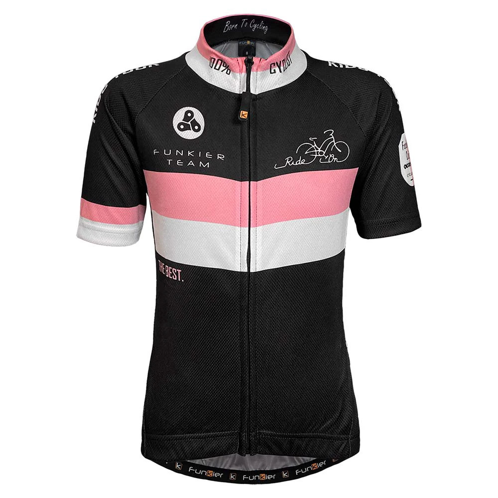 2. Tricou Ciclism Copii FUNKIER Saletti (S/S) - Pink/Black 8 ani