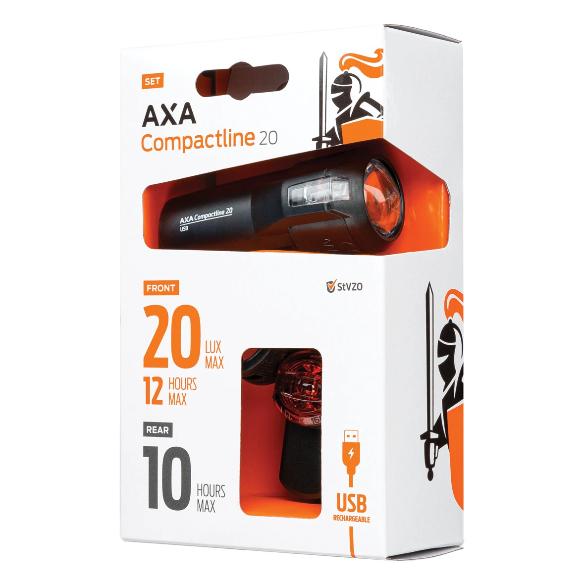 6. Set Far + Stop Bicicleta AXA Compactline 20 Lux Battery