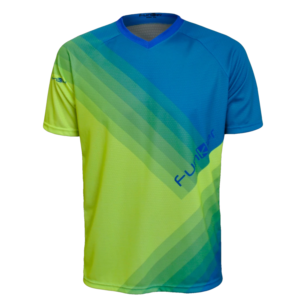 3. Tricou Ciclism FUNKIER Termoli Enduro Men (S/S) - Fluor Yellow/Blue 2XL