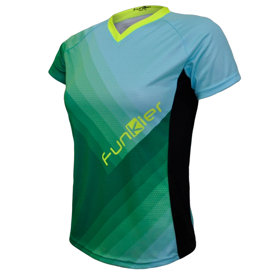2. Tricou Ciclism FUNKIER Termoli-W Enduro Women (S/S) - Green/Blue XXS