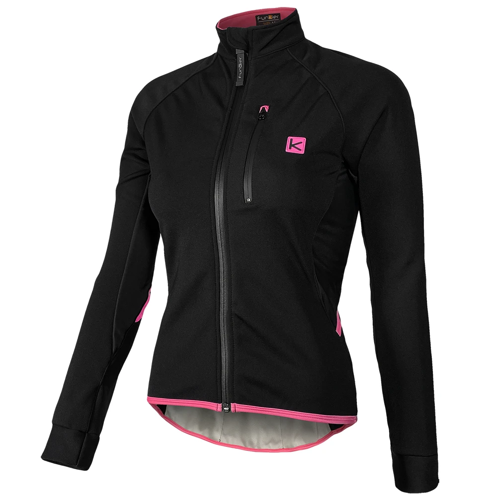 2. Jacheta Impermeabila Ciclism FUNKIER Alba Softshell Women - Black/Pink XXS