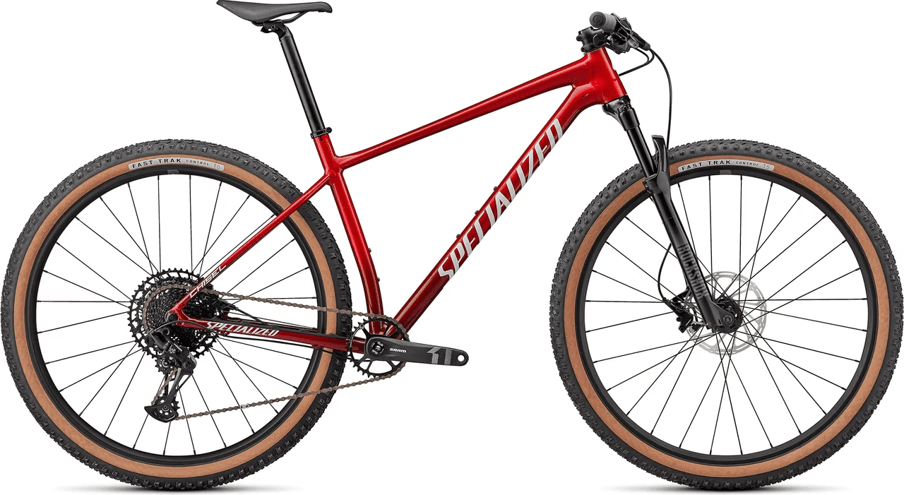 1. Bicicleta Mtb SPECIALIZED Chisel Comp - Gloss Red Tint Fade over Brushed Silver M